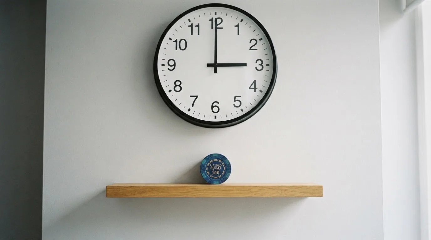 Illustration of a clock or hourglass representing a withdrawal processing delay